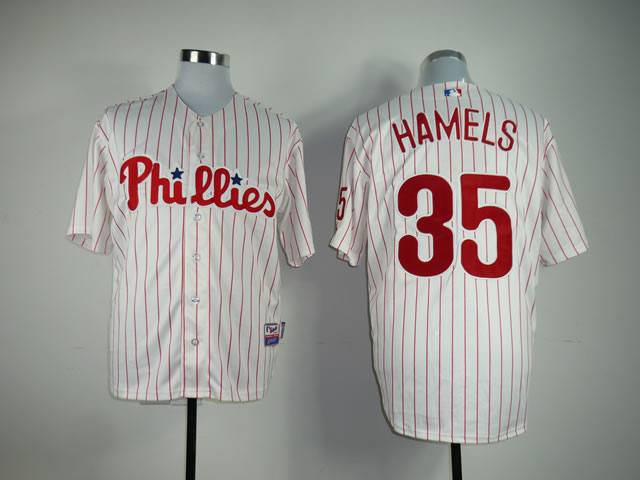 Men Philadelphia Phillies 35 Hamels White MLB Jerseys